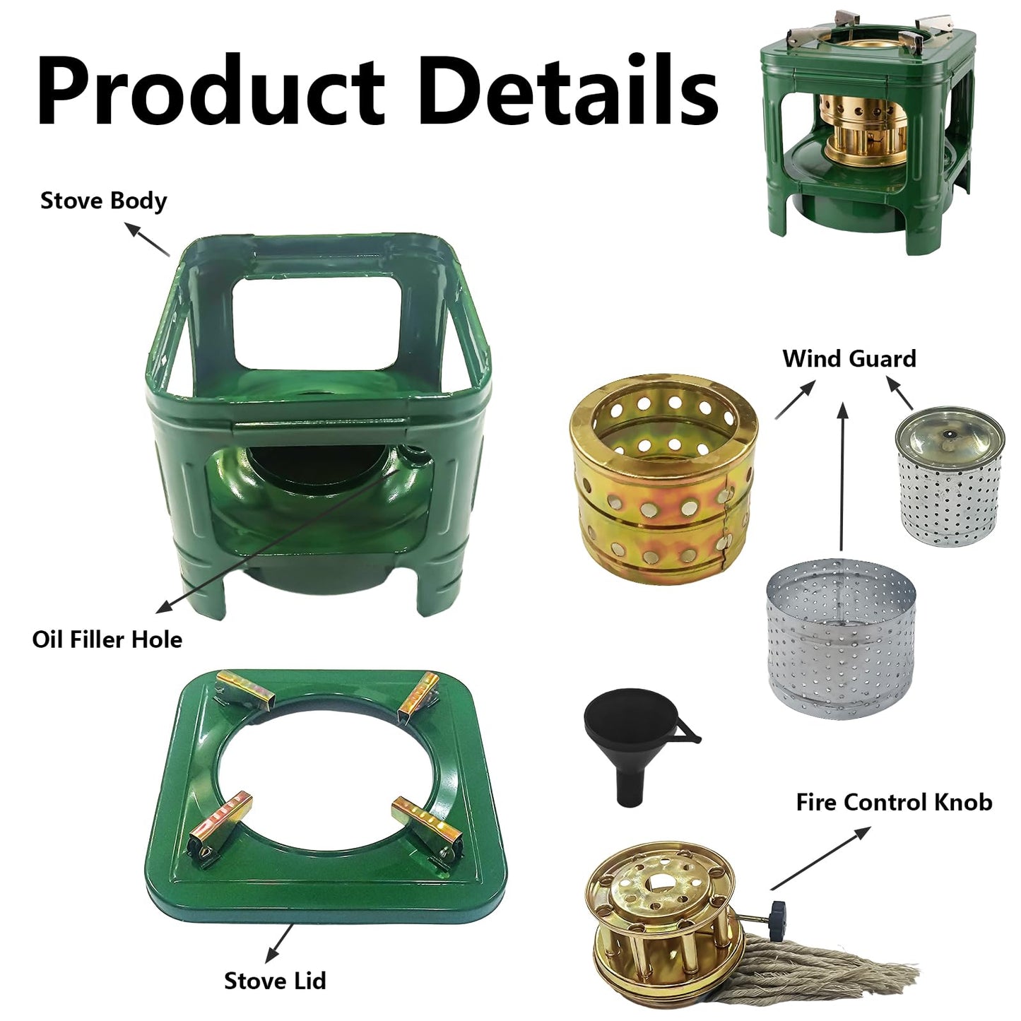 Kerosene Stove, Camping Picnic Stove, Portable Camping Diesel Alcohol Stove for Outdoor Cooking Emergency Heating Hiking Picnic Survival Gear