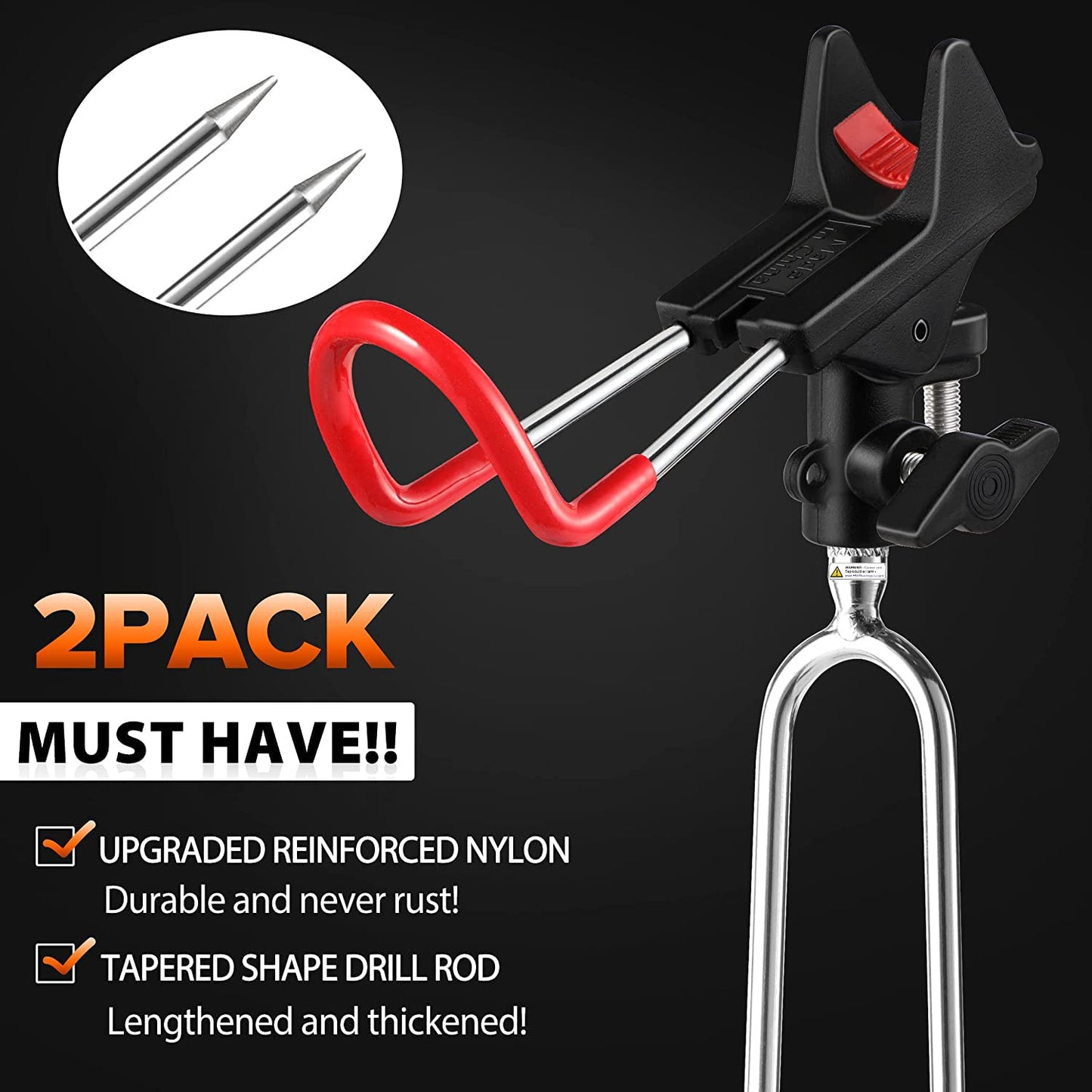 PLUSINNO Fishing Rod Holders for Bank - Upgraded Fishing Pole Holders for Ground, Beach, 360 Degree Adjustable Fishing Pole Stand Equipment, Gift for Men Father’s Day, Birthday Day