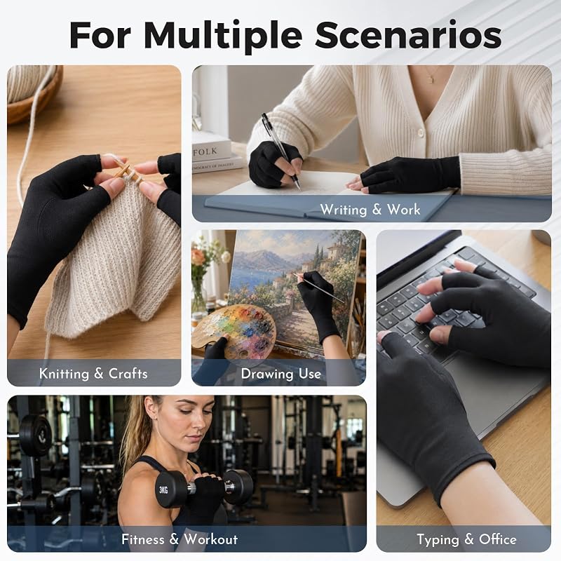 2 Pairs Fivxupr Arthritis Compression Gloves for Hands & Wrists – Medium