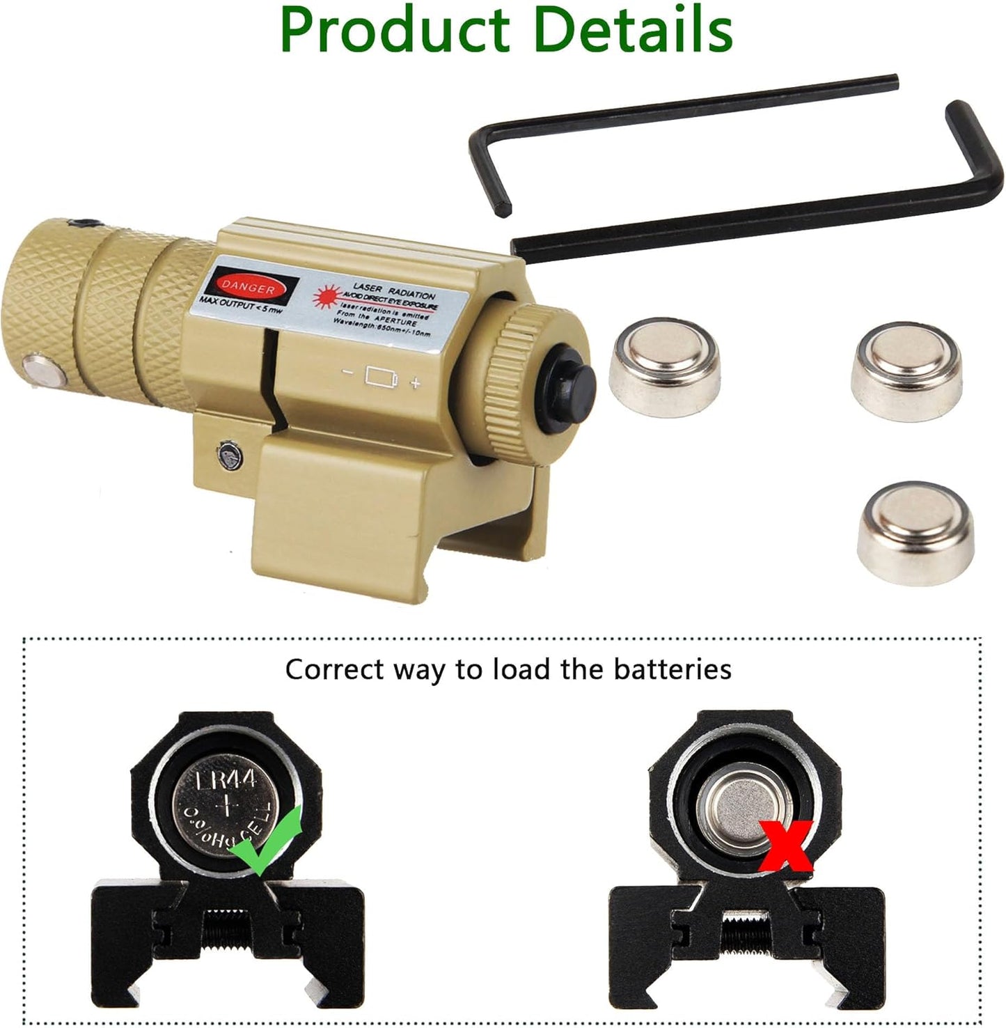KASENTE Red Laser Beam Sight with 21mm Picatinny Weaver Rail Mount for Airsoft Gun Pistol Rifle