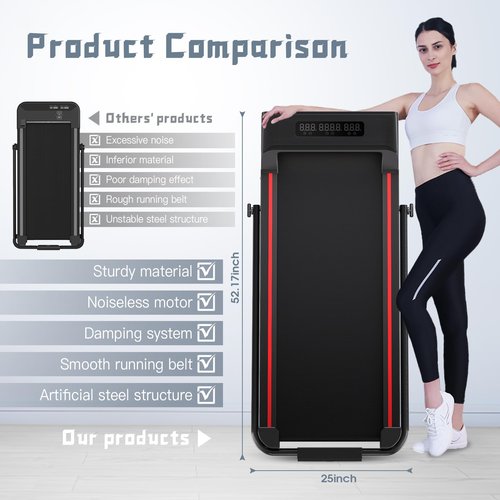 Sperax Treadmill,Walking Pad,Under Desk Treadmill,3 in 1 Folding Treadmills,Treadmills for Home,Black Red