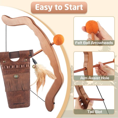 Ohanniewa Bow and Arrow for Kids Wooden Archery Toy for Aged 3+, Archery Set with 6 Arrows,Targets and Quiver, Indoor and Outdoor Toys for Children Boys & Girls