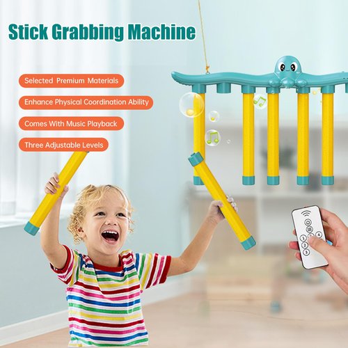 dKargo Reflex Drop Sticks Challenge Game, Hand Eye Coordination Training Toy Falling Sticks Game, 3 Adjustable Speed Catching Sticks Game with Remote Control, Drop Sticks Game for Adults(Octopus)