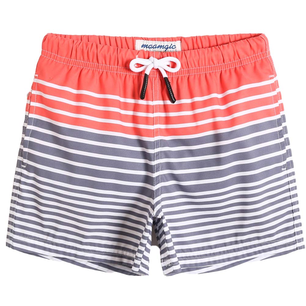 maamgic Boys Swim Trunks Toddler Swim Shorts Little Boys Bathing Suit Swimsuit Toddler Boy Swimwear,Stripe Gray,5 T
