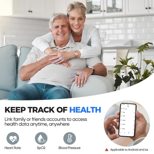 Smart Ring for Women & Men Fitness Tracker with Heart Rate, Blood Pressure,Blood Oxygen,Step Counting, Sleep Monitoring,IP68 Waterproof for iPhone and Android, No Subscription Fee (Rose Gold, 9)