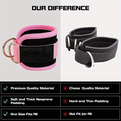 Ankle Straps Ankle Resistance Bands Wrist Cuffs Padded Straps Adjustable Fitness Glute Kickback D-Ring Black