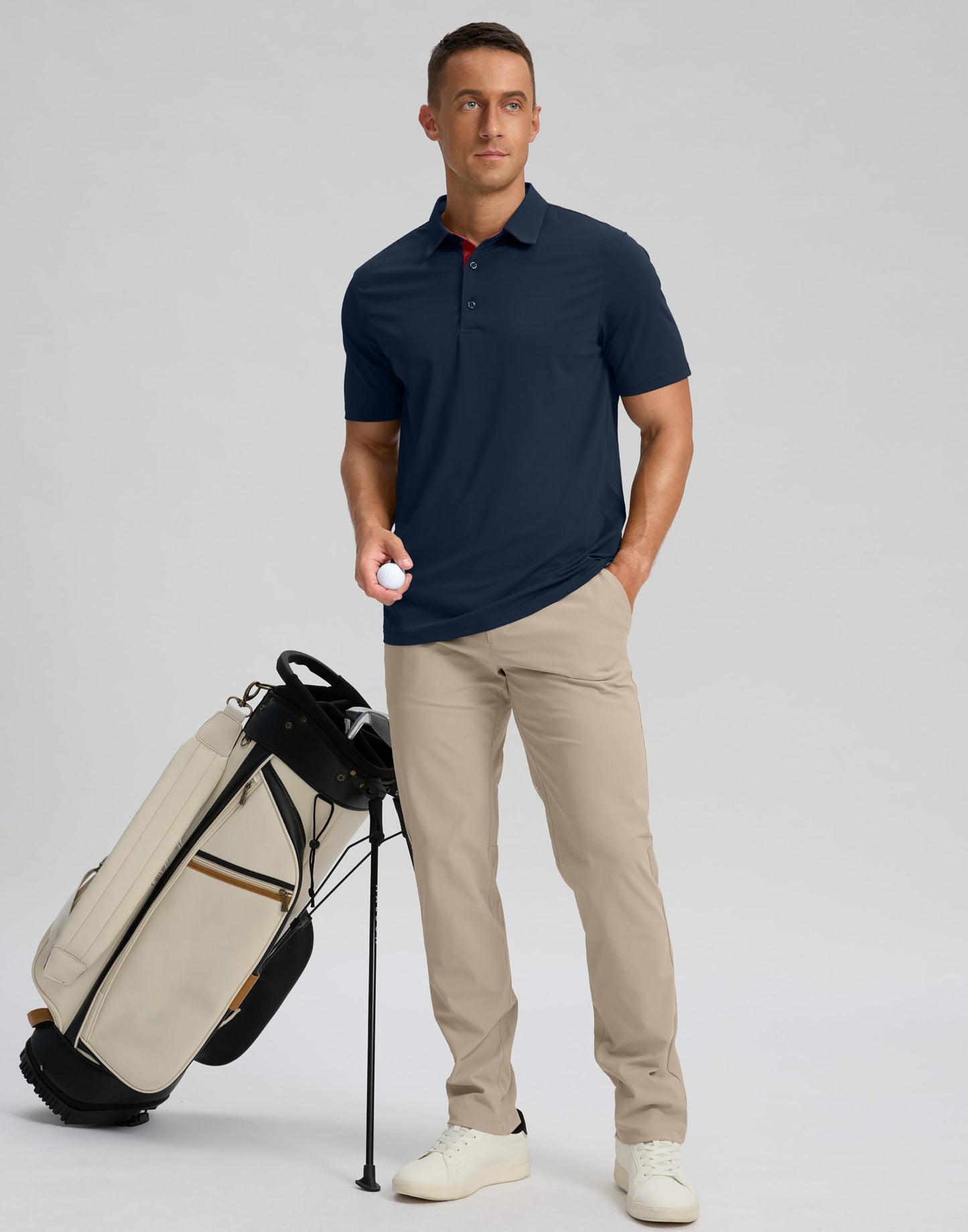 Men's Golf Shirts Dry Fit Moisture Wicking Performance Short Sleeve Collared Polo Shirts for Casual Tennis Bussiness (Navy, XXXL)