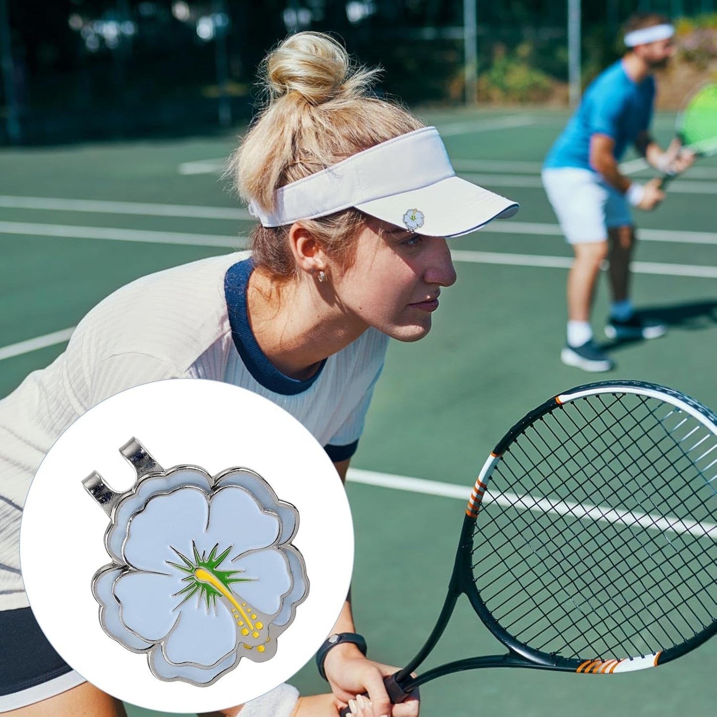 2pcs Magnetic Golf Ball Marker with Hat Clip, Flower Shape Golf Marker Magnet Set Cap Hat or Visor Clip Sports Bag Accessories for Women Men Golfer Friends Gift