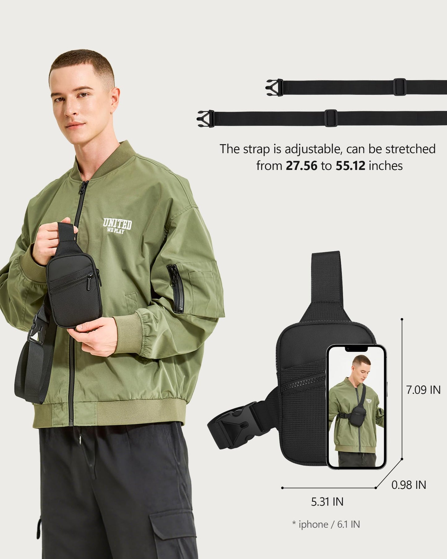 Peicees Mini Sling Bag X-Small Crossbody Bags for Women Men Shoulder Cross Body Bag Travel Phone Bag