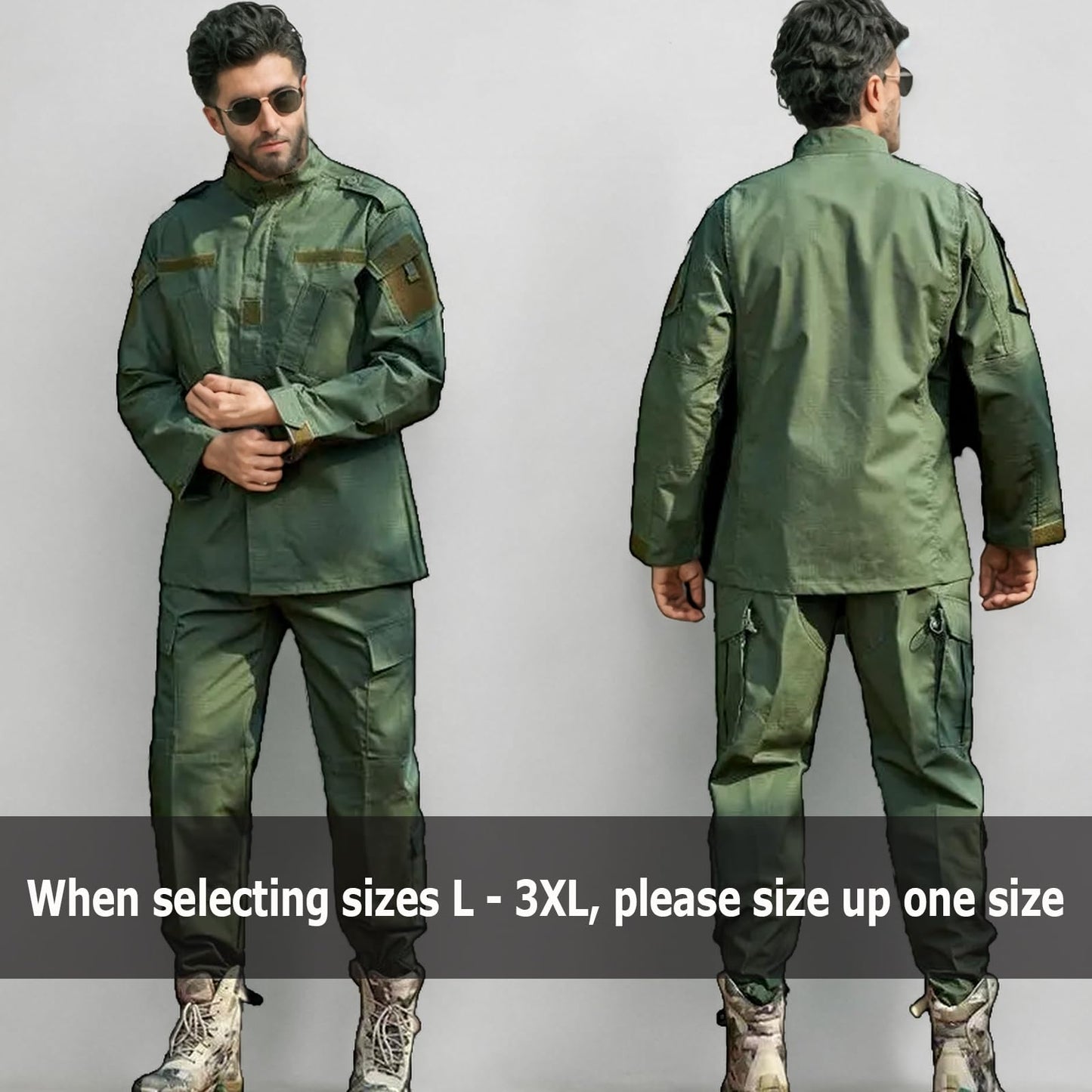 ACU Tactical Military Uniform Set Camo Combat Jacket Pants Suit Outdoor Hunting Paintball Airsoft Apparel for Men Green XL