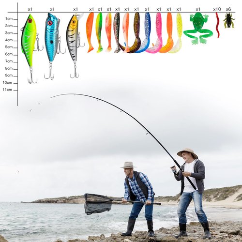 WITOROR Fishing Lures, 144Pcs Tackle Box Included Crankbaits, Spoon, Hooks, Jigs, Weights and More Other Accessories, Fishing Bait Lure Gear Teasers Kit Gifts for Men Bass Freshwater