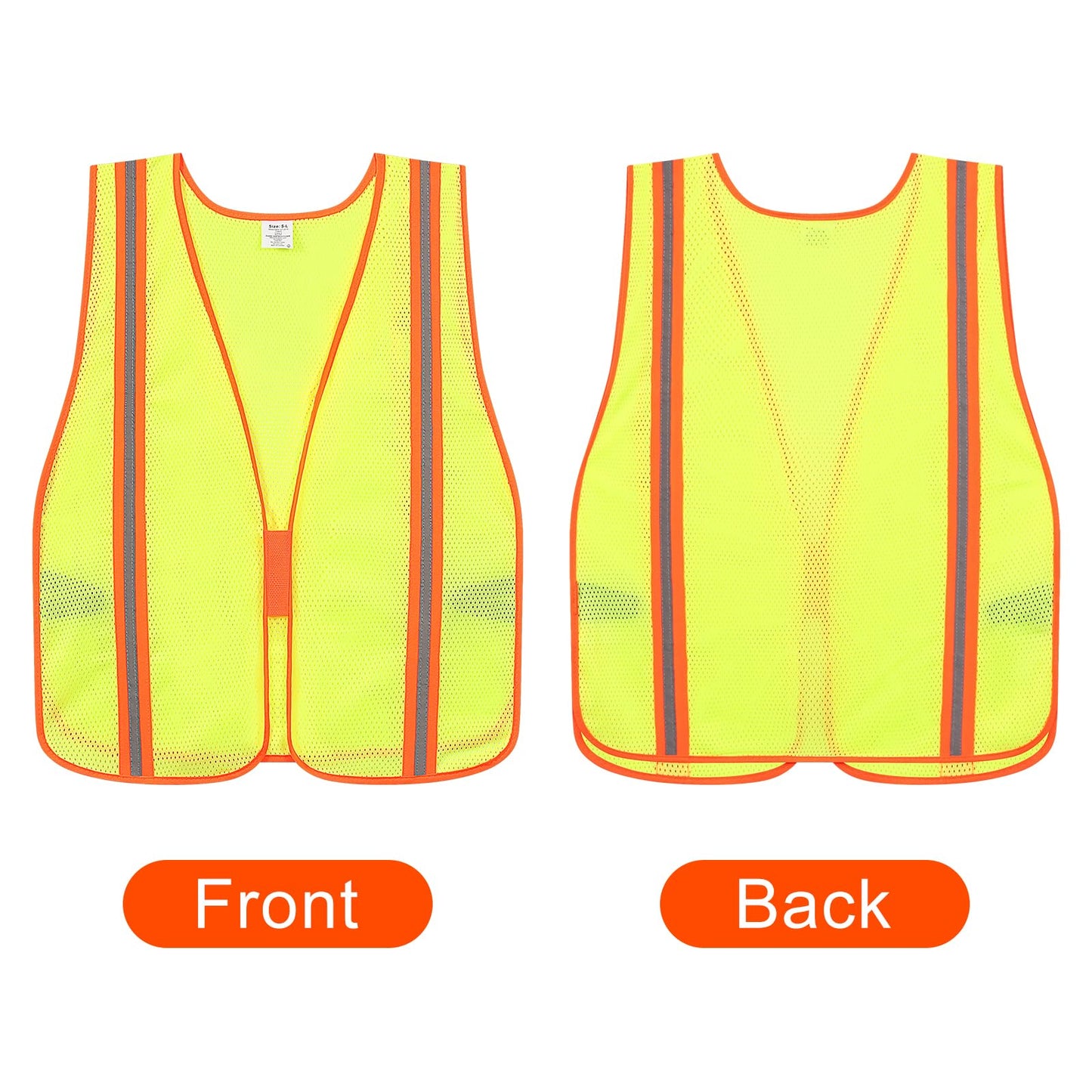 Meiosuns Reflective High Visibility Safety Vest for Men Women Class 2 Hi Vis Breathable Mesh Vests Neon Safety Jacket with Elastic Band for Construction Work Meets ANSI/ISEA Standards (Yellow, XL-3XL)