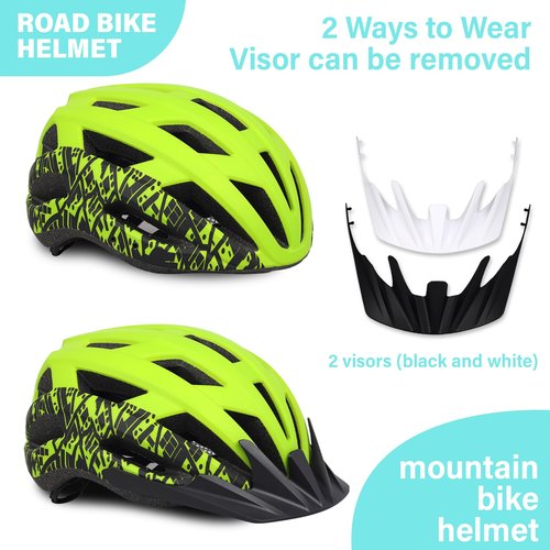 Bike Helmet for Adults Women Men Youth Kids, Lightweight Mountain Road Bicycle Cycling Helmets with Adjustable Dial, 2 Detachable Visor