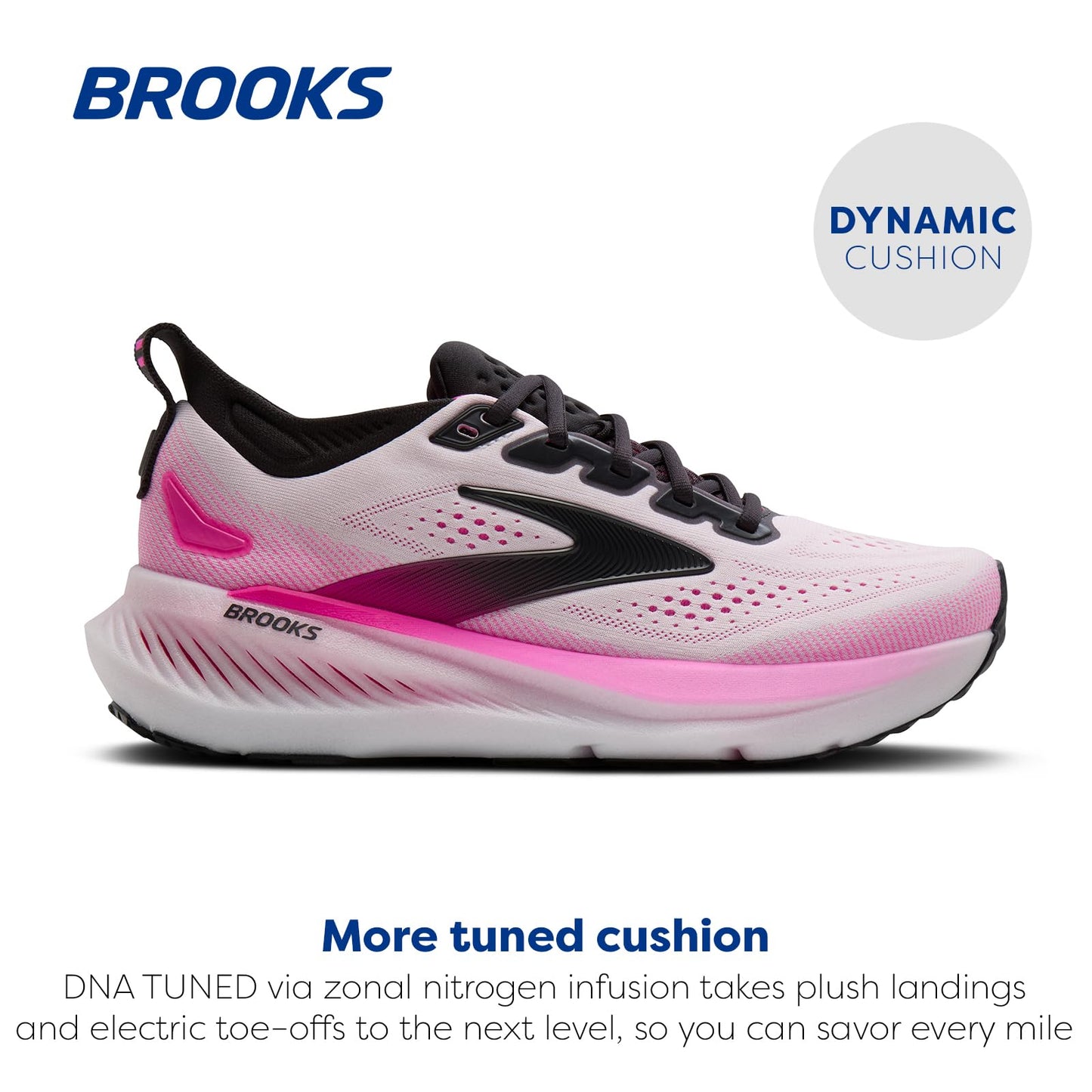Brooks Women’s Glycerin 23 Neutral Running Shoe - White/Phantom/Cyber Pink - 12 Medium