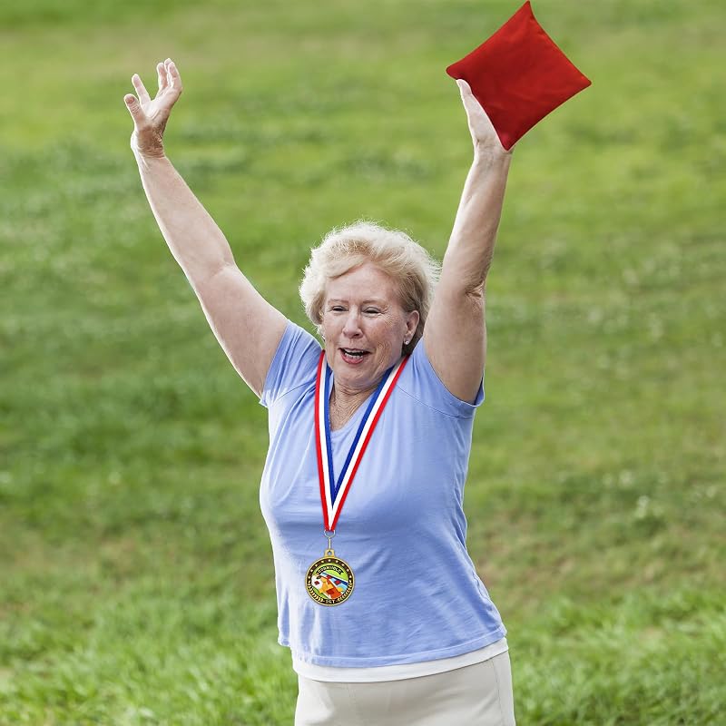 Variation of THIS listing: 12 Pcs Cornhole Medals with Red White Blue Neck Ribbons