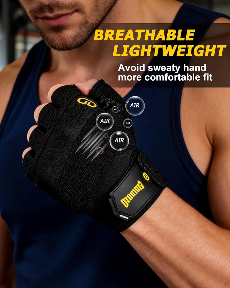 Weight Lifting Gloves for Men & Women, Fingerless Padded Gym Gloves (Small) – Non-Slip Grip, Short Wrist, Training & Cycling