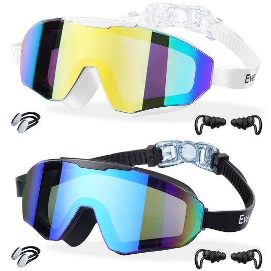 EverSport 2 Pack Kids Swim Goggles Frame Less Design Anti-fog UV Protection Clear Wide Vision No Leak, Water Pool Swimming Goggles for kids 6-14 8-14 8-12 Youth Children Boys Girls
