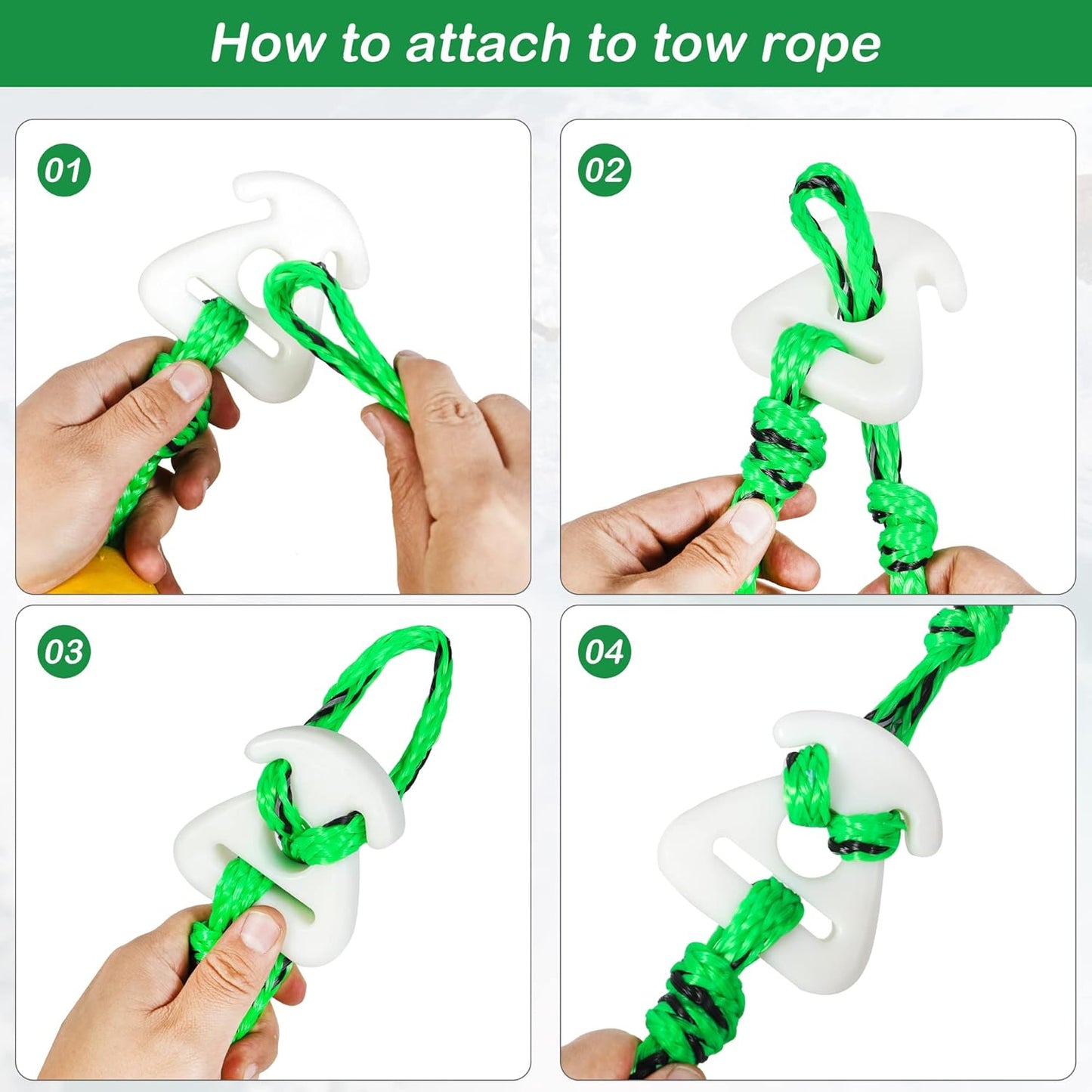 16FT Tow Rope for Tubing Tow Harness with Pulley Water Sport Lines Water Sports Tow Rope Heavy Duty Boat Tow Harness with 2 Stainless Steel Hook