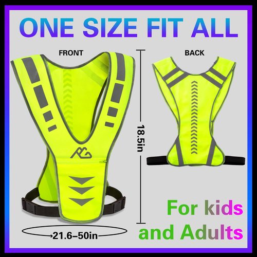 Reflective Running Vest Gear for Women Men Kids, Safety Reflective Vest for Night Cycling Walking Bicycle (Green)