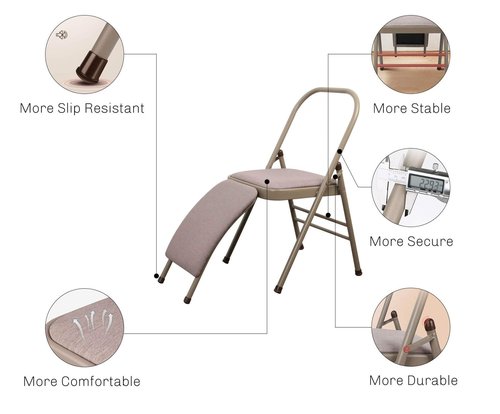 CIGOCIVI Yoga Auxiliary Chair with Detachable Lumbar Back Support Relieve Back Pain Chair Foldable Balance Handstand Training Tool (Grey)
