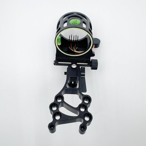 Compound Bow Sight - 5 Needle Archery Sight 019 Fiber Optic Needle. Bubble Level. with Rheostat lamp and Reversible mounting Design