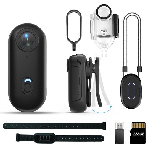 Eastfatkun Action Camera 4K -30m Waterproof, Magnetic 360° Clip,90Min Battery 128GB Wearable Mini Body Camera for Vlogging, Cycling, Diving, Hiking, Pet Adventures (Thumb-Sized)
