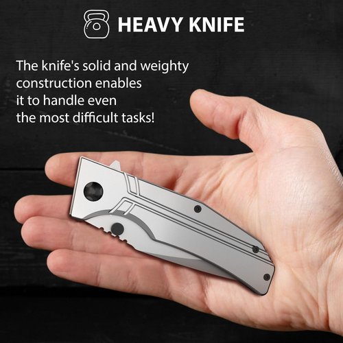 Pocket Knife for Men Women - 3.5" Sharp Folding Blade with Aluminum Handle Pocket Clip - Gray Stylish Knives for Camping Survival Work EDC - Birthday Gifts Ideas for Dad Husband Boyfriend 140106