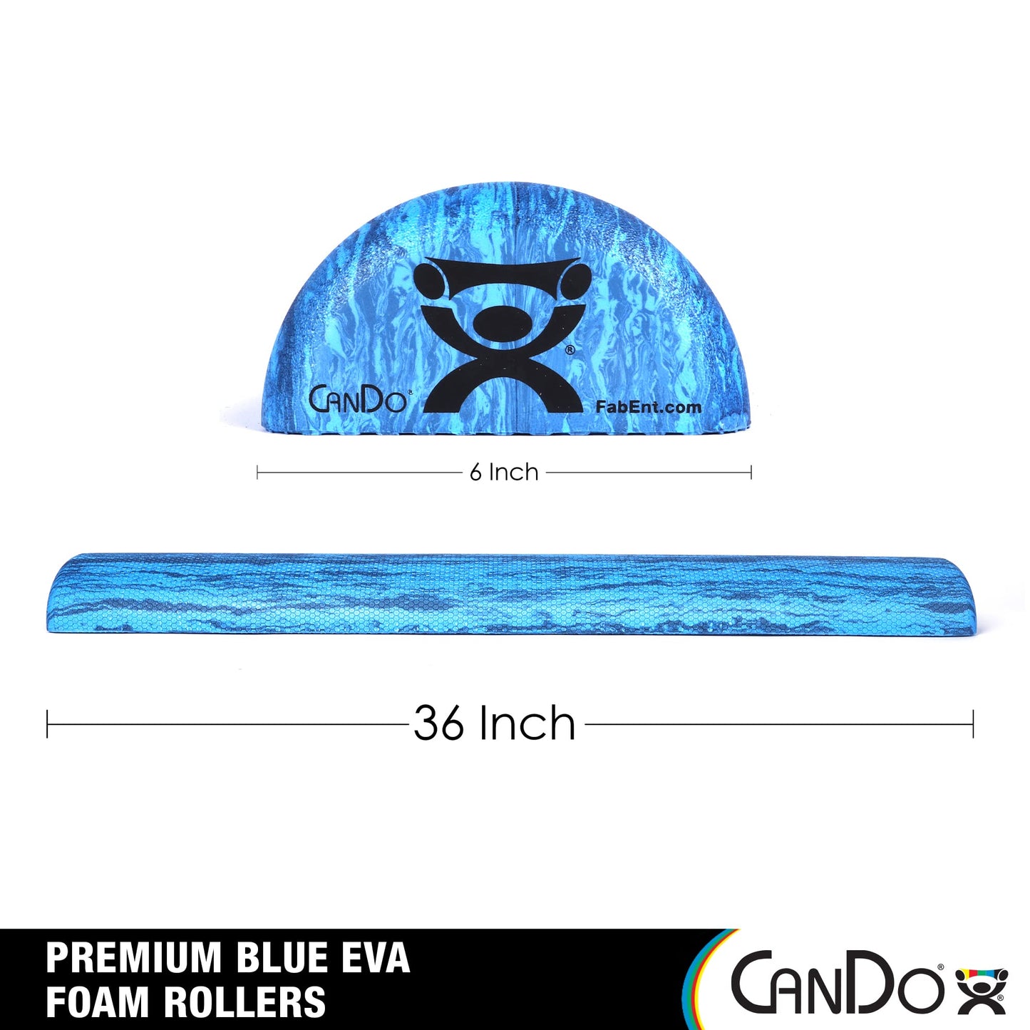 CanDo Blue Marble High Density EVA Foam Roller For Muscle Restoration, Massage Therapy, Sport Recovery, And Physical Therapy. 6" x 36", Half-Round (30-2210)
