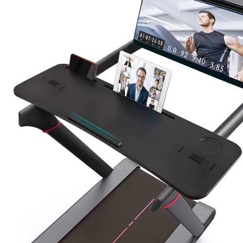Nnewvante Treadmill Desk, Bamboo Laptop Holder Stand for Treadmill Attachment Workstation Handrail up to 35.5", Black