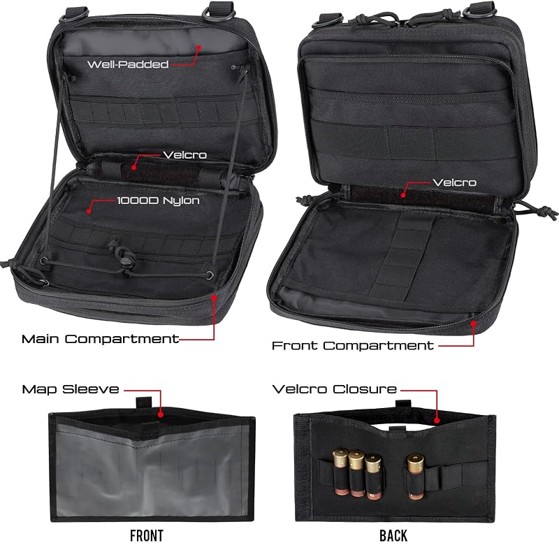 WYNEX Tactical Molle Admin Pouch - Double Layer Large EDC Tool Bag, Black