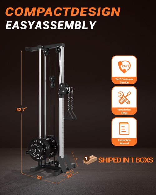 Wall Mount Cable Station, Cable Crossover Machine with 18 Adjustable Positions,LAT Pulldown Machines with Dual Pulley System, Fitness Equipment for Home Gym
