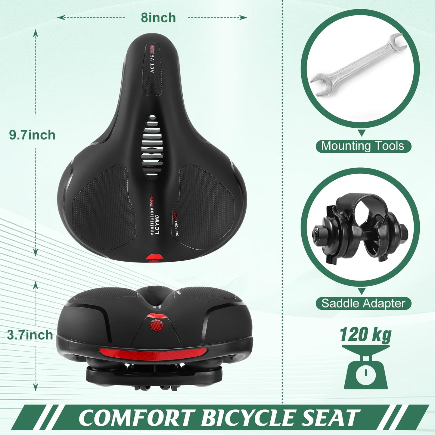 Comfortable Seat Cushion for Men Women with Dual Shock Absorbing Ball Memory Foam Waterproof Wide Bicycle Saddle Fit for Road Bikes