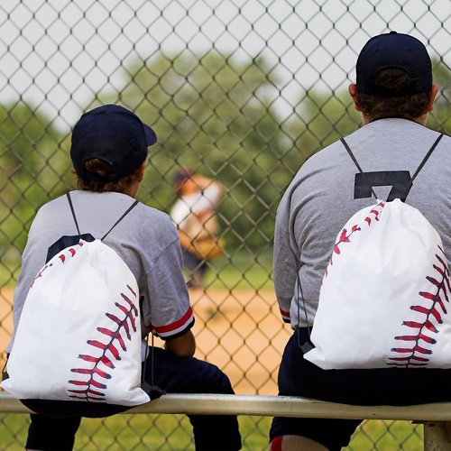Frienda Baseball Drawstring Backpack Bag Baseball Drawstring Party Favor Bags for Gym Sports Teams(12 Pieces)