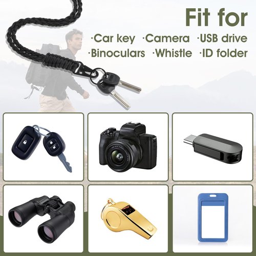 HJZHII 2PCS Heavy Duty Paracord Lanyard, Premium Whistles Wrist Strap Braided Strap Lanyard Keychain Necklace Keychains Parachute Rope for Outdoor Activities