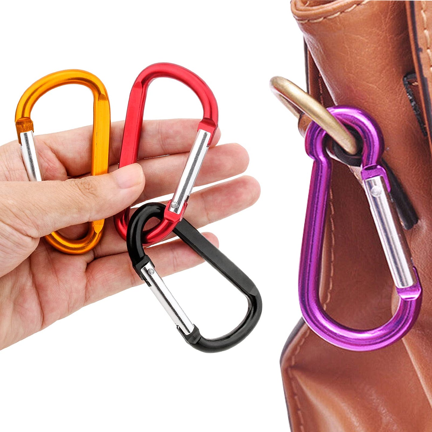 10 Pack 3'' Aluminum Spring Snap Hook Carabiner D Ring Carabiner Clip Camping Accessories Fishing Hiking Traveling and Keychain Craebuer