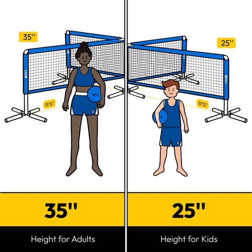 A11N 4-Way Volleyball Pool Net, Adjustable Height, 4-Player Swimming Pool Game Volleyball Net for Pool with Stabilizing System