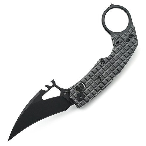 A Ameight MK2 Folding Knife 2.99" Black PVD 14C28N Blade Dark Grey PVD Aluminum Handle With Titanium Pocket Clip Camping Hiking Pocket Knife AME507BDG