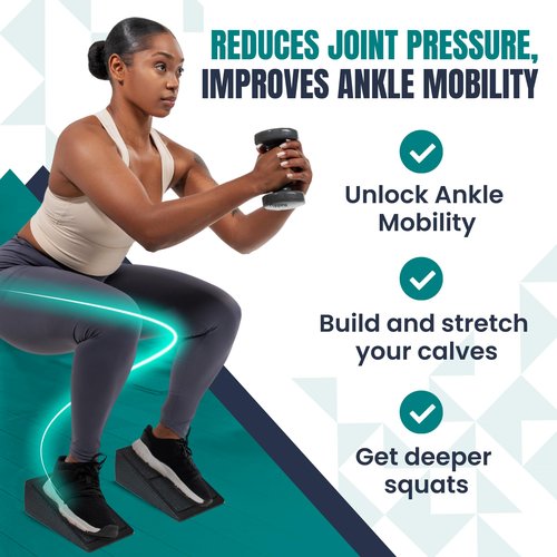 NexFit Adjustable Squat Wedge Block - Set of 3 Portable Slant Board for Squats, Calf Stretch, Weightlifting & Physical Therapy | Supports 520 lbs, Multi-Angle 8.5°, 17°, 34° for Gym & Home Workout