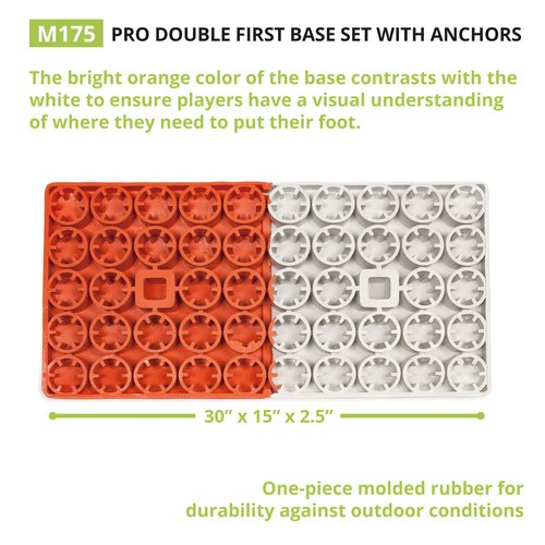 Champion Sports Pro Double First Base - Official One Piece Double First Base - Easy Install Base With Ground Anchors,Orange