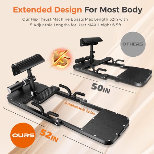 BODY RHYTHM Hip Thrust Machine with 2 Sets of Resistance Bands, Sissy Squat Machine, Glute Machine, Squat Workout Machine & Glutes Workout Equipment, Bulgarian Split Squat Stand for Legged Lunges.