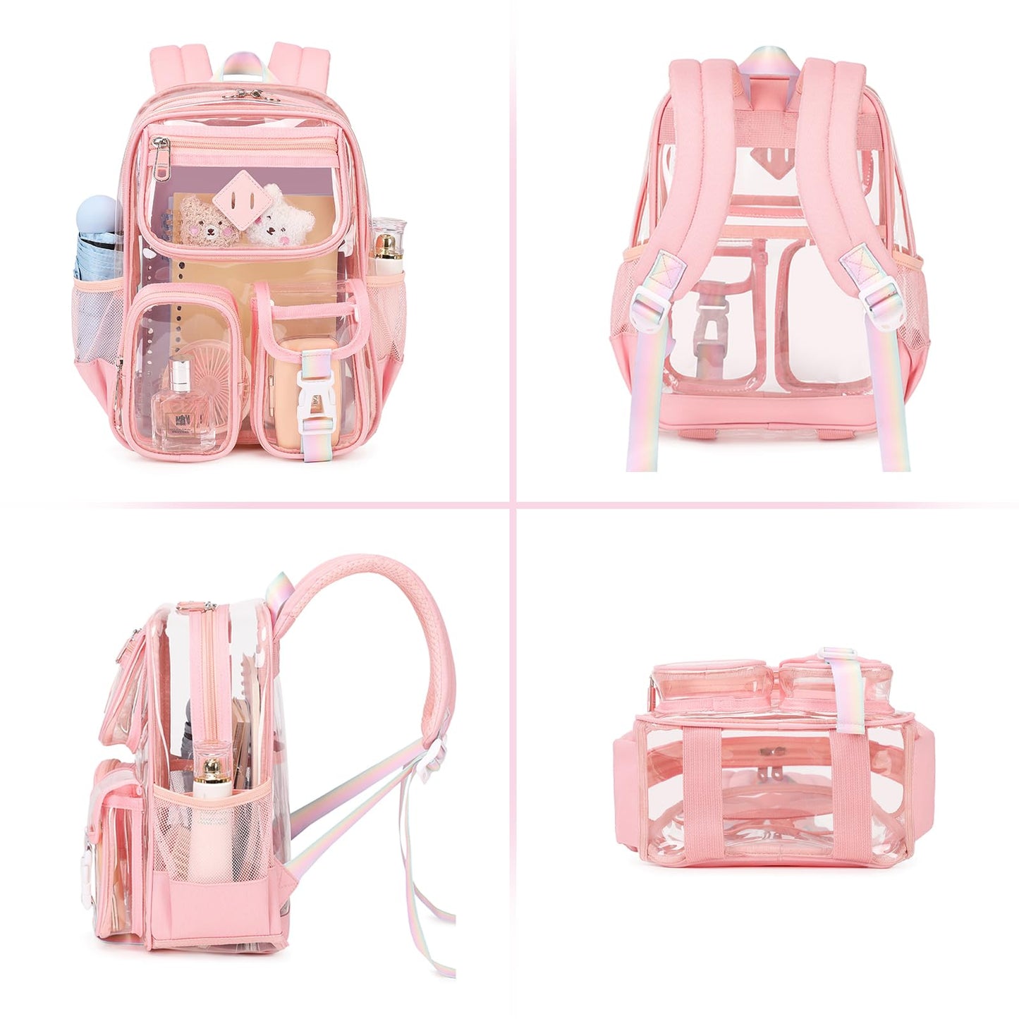 PIG PIG GIRL Mini Clear Backpack for Stadium Events, Small Clear Bag for Child for Festival Concert,Pink(Not Fits School)