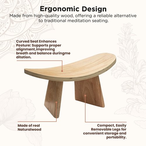 OBELGEOYA Ergonomic Wooden Meditation Bench - Kneeling Chair for Yoga, Prayer, and Seiza Practice, Portable Comfortable Meditation Stool for Deeper Meditation Mindfulness Posture Support