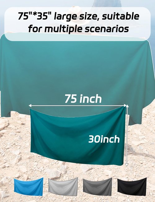 ZGXZQ Magnetic Bath Towel Oversized Quick-Dry Microfiber Towel with Magnetic Closure, Super Absorbent & Sand-Resistant for Beach, Pool, Travel, Gym & Camping 75"x30" (Gray)