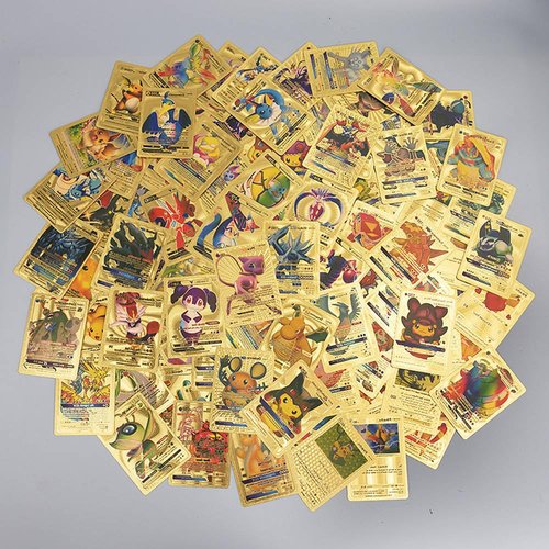55 PCS Gold Cards Packs Vmax V EX GX Rare Golden Cards TCG Deck Box Gold Foil Card for Fans/Kids/Collectors Gifts (No Duplicates)