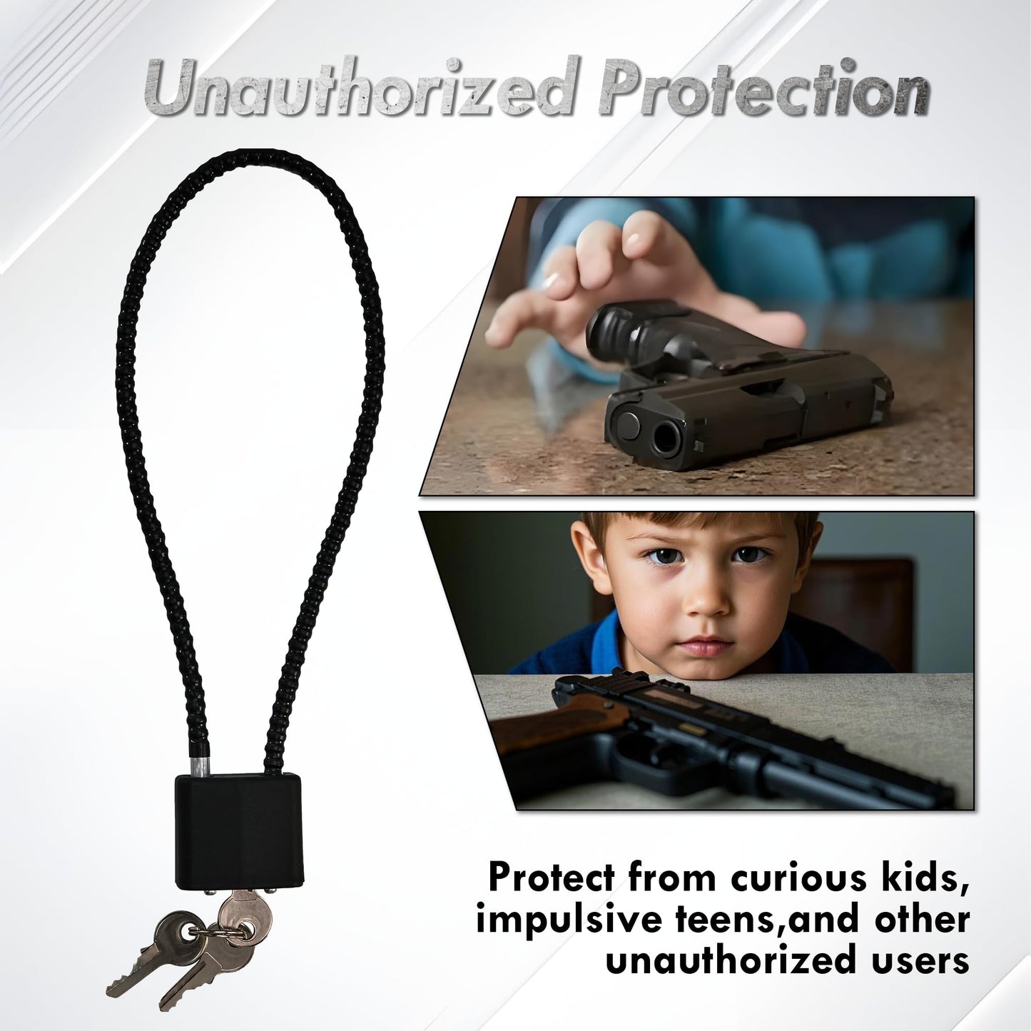 TaShow Gun Locks, 12 Pcs Heavy Duty Steel Gun Lock Cable with Covered Body and Universal Fit, Cable Locks with Keys and Unauthorized Protection for Most Pistols, Rifles, Short Guns, and Airsoft Guns