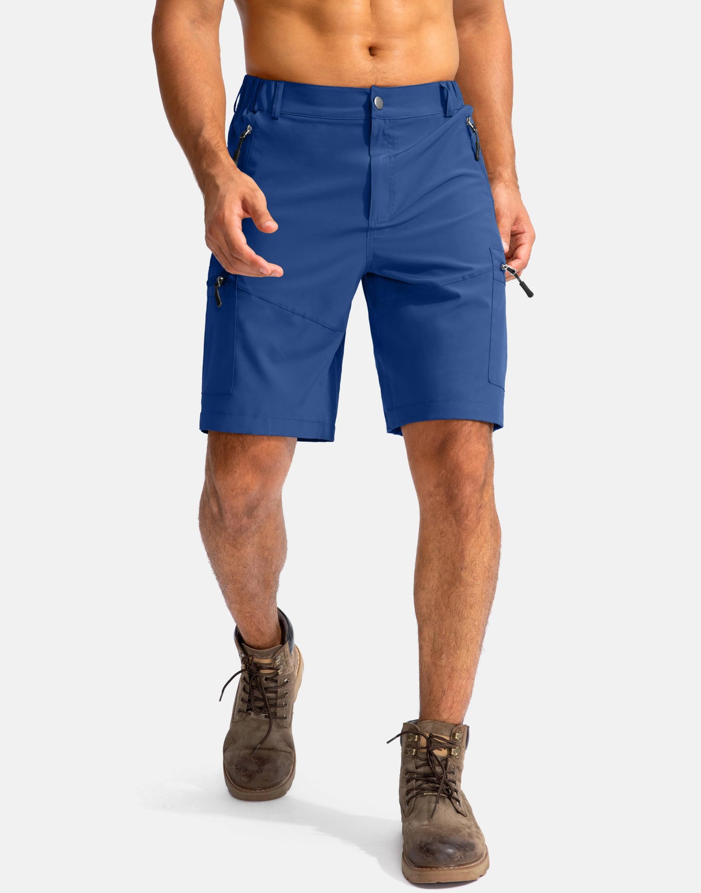 Pudolla Men's Hiking Cargo Shorts 9" Lightweight Outdoor Work Shorts for Men Travel Golf Camping Casual with 5 Zipper Pockets(Royal Blue X-Large)