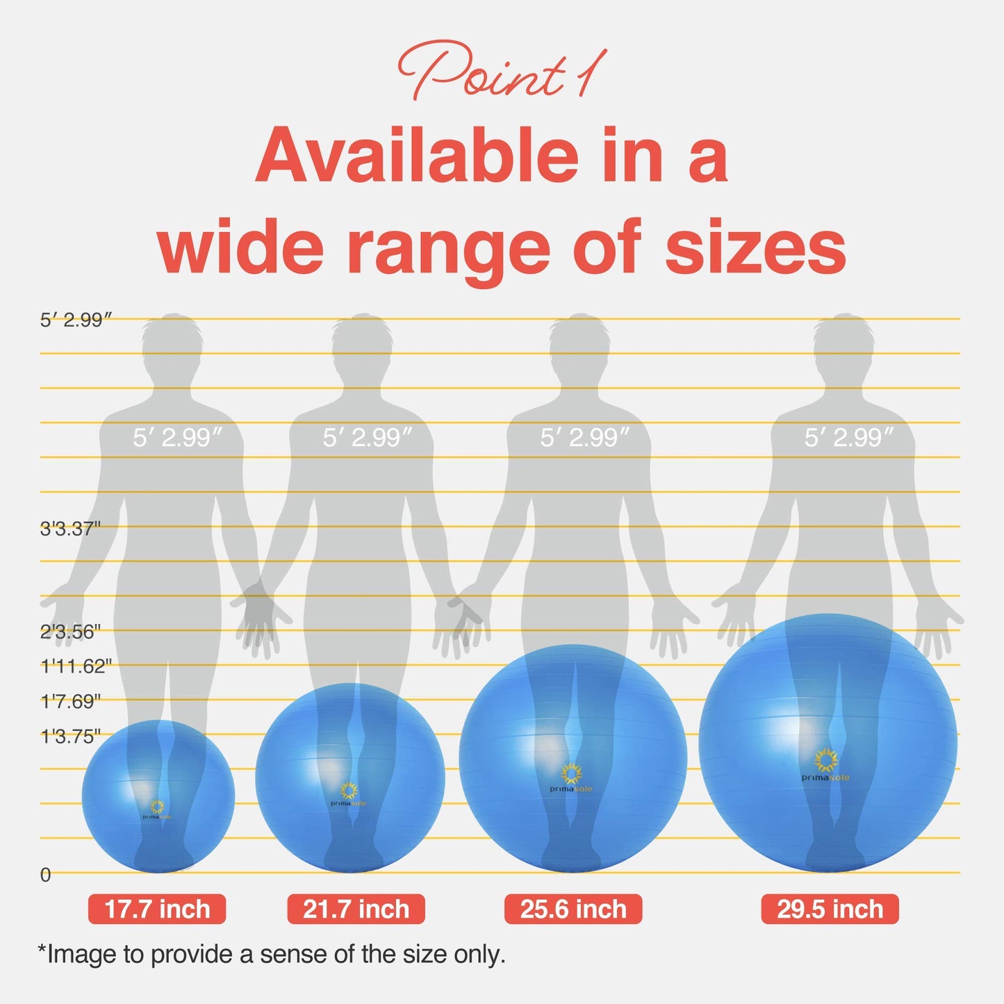 PRIMASOLE Exercise Ball for Balance Stability Fitness Workout Yoga Pilates at Home Office & Gym 55cm Blue