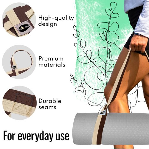 TECEUM [New 2024] Yoga Mat Strap – 15+ Colors – Adjustable Mat Holder Sling for All Mats [Mat Not Included]
