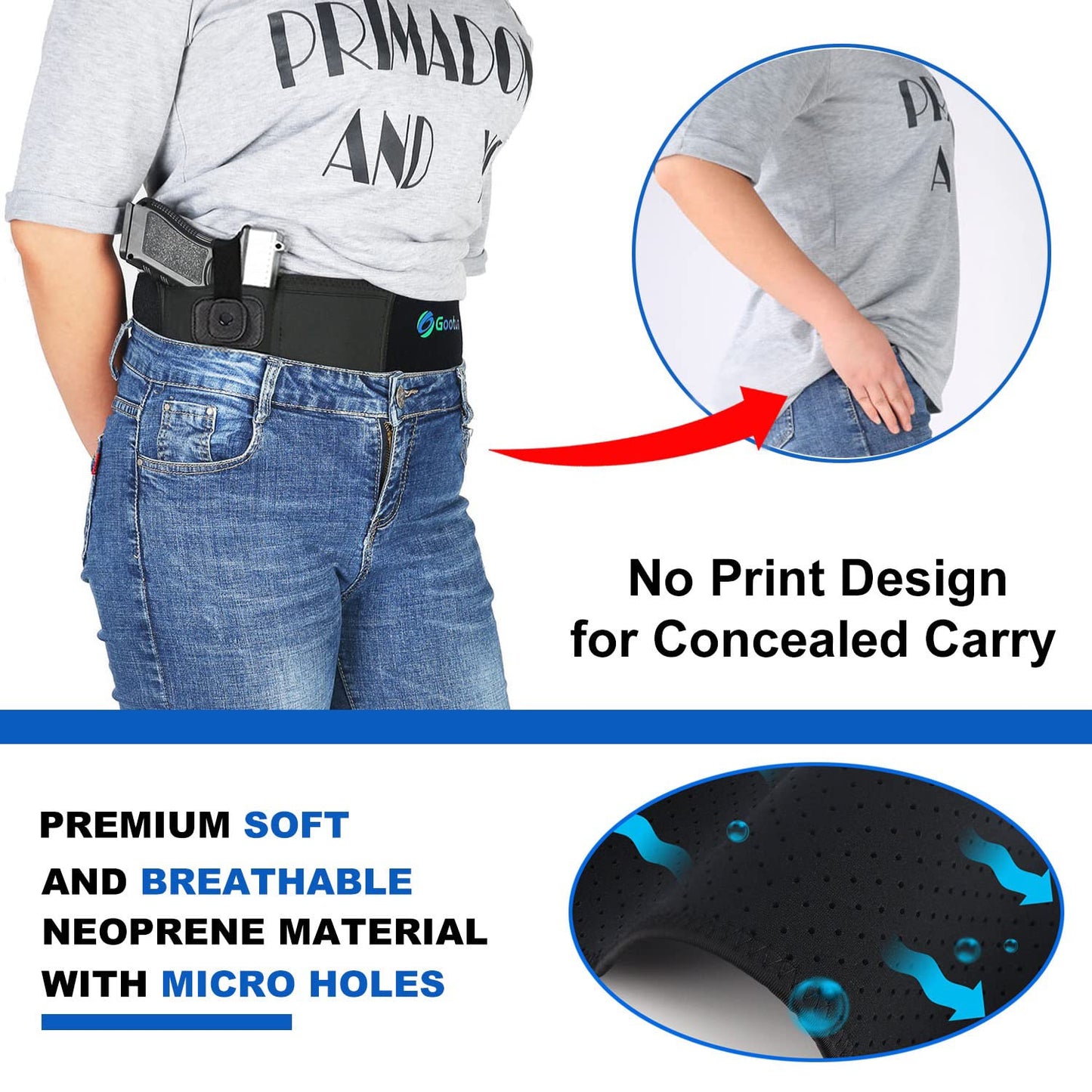 Gootus Belly Band Holster for Concealed Carry - Gun Holsters for Women and Men - Fits Glock, Ruger LCP, Taurus G2C, S&W M&P 40 Shield Bodyguard, Sig Sauer, etc