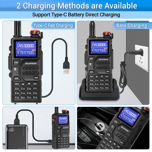 BAOFENG K5PLUS Radio Ham Radio 10W Rechargeable Walkie Talkies Long Range UV32 5RM Handheld Two Way Radio NOAA Weather Radio with Copy Frequency,USB-C Charginng for Hunting Survival Gear
